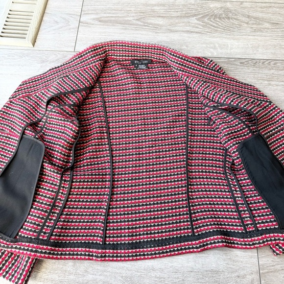 Etcetera Wool BIend Red Black Woven Diamond Tweed Blazer - Picture 10 of 10